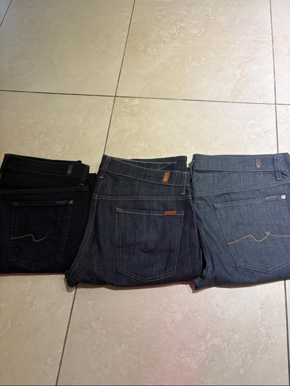 Bundle of 3 7 For All Mankind Indigo Blue standard Straight-Leg Jeans